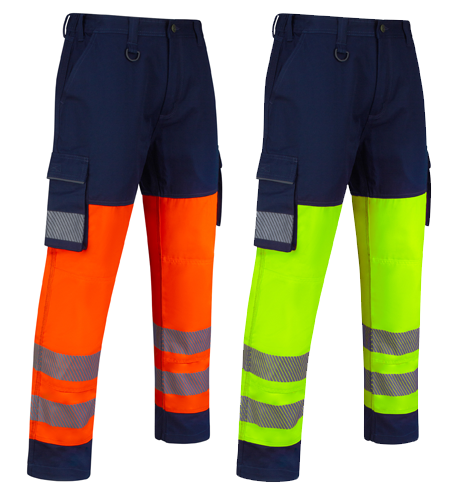 Beeswift Guardian Hi-vis Safety Combat Trousers Orange / Navy Image
